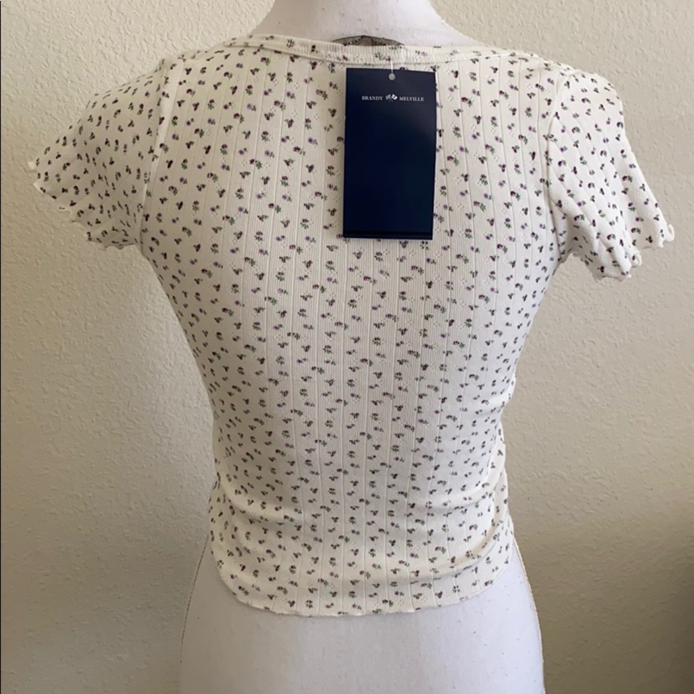 Brandy melville floral zelly ruffle top - Picture 3 of 7